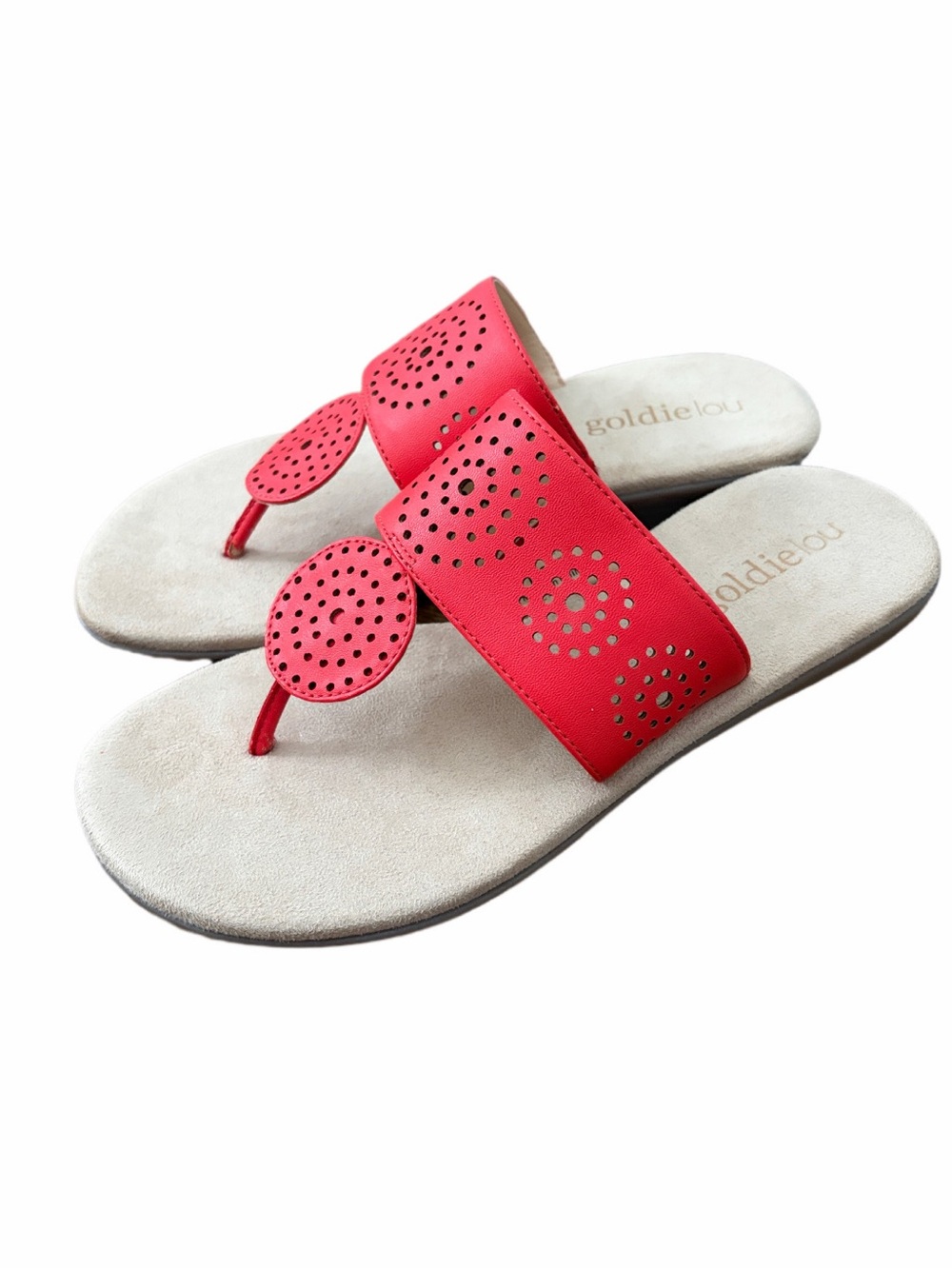 Goldie Lou Barbara Red Laser Cut Thong Sandal